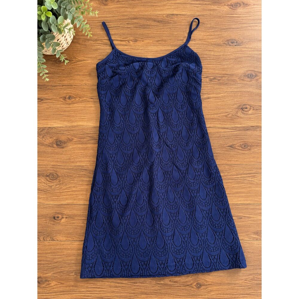 Lilly Pulitzer Dellaria Dress Navy Paisley Drop Knit Lace Size XS Style 76803